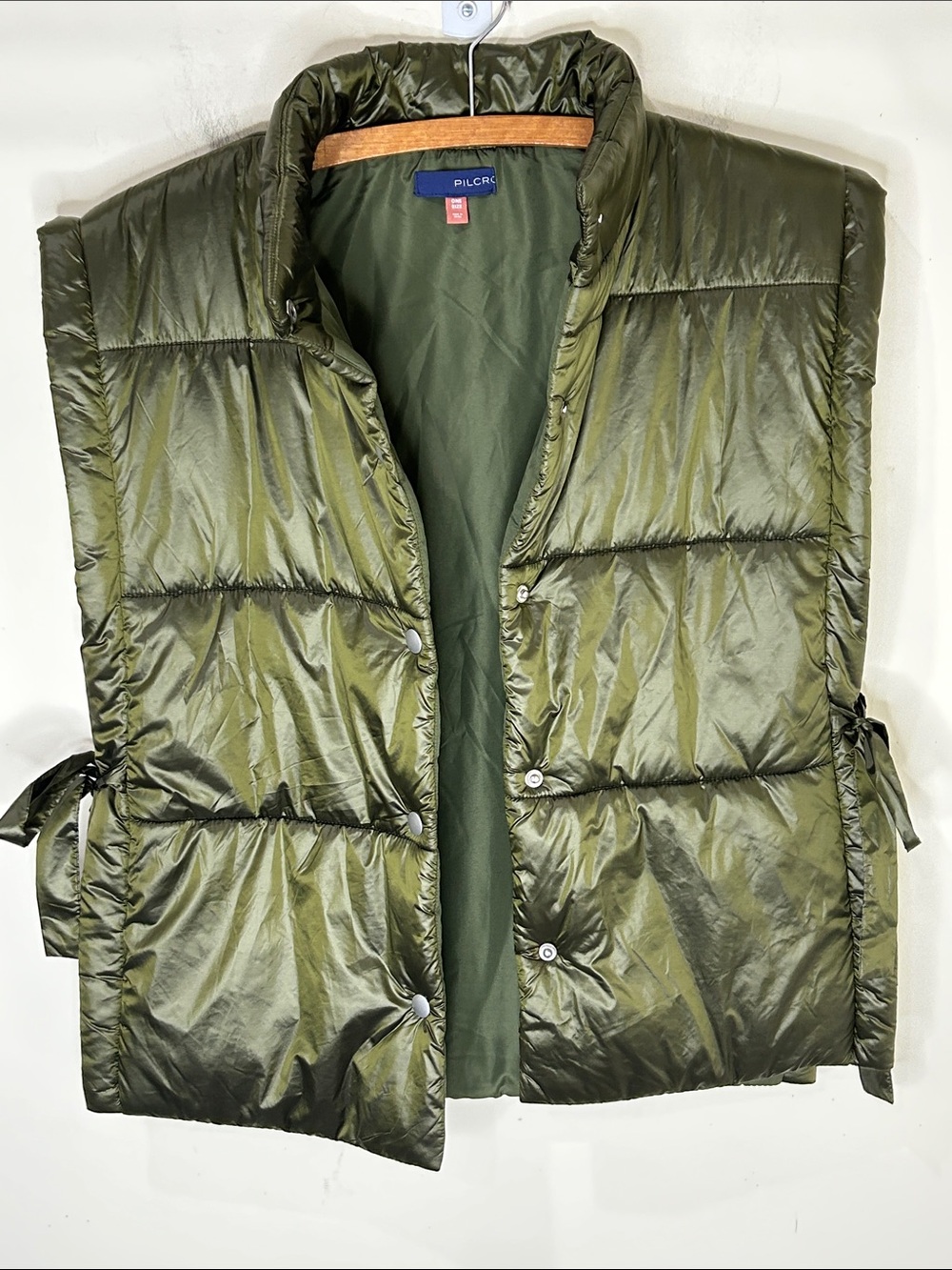 ANTHROPOLOGIE PILCRO Packable Puffer Vest Olive Green One Size - Picture 12 of 15